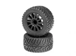 JConcepts G-Locs - Yellow Compound - Pre-mounted Rear Tyres On Black Wheels - Pr (fits Traxxas Rustler Or Stampede)