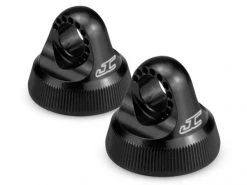 JConcepts Fin - Black Aluminium 12mm V2 Shock Caps - Pr (fits All With AE 12mm V2 Shocks)